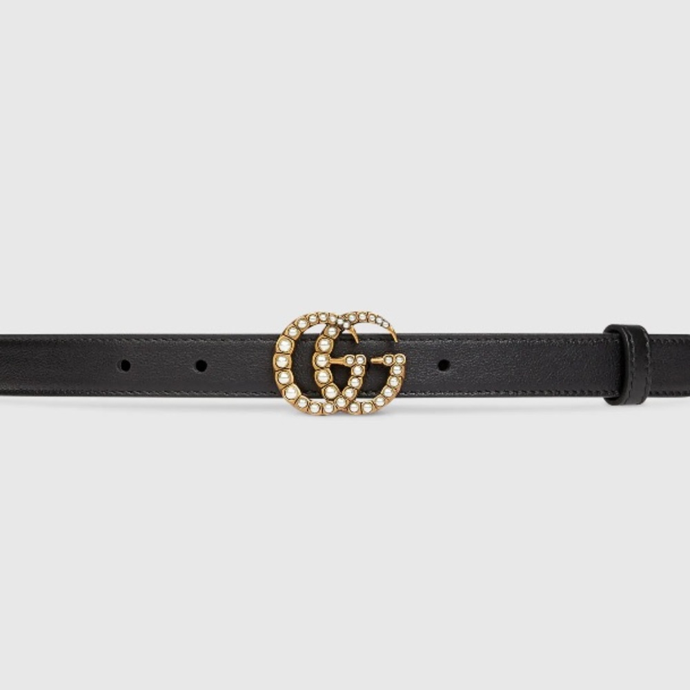 Gucci Leather belt pearl Double G buckle - brand new, never worn